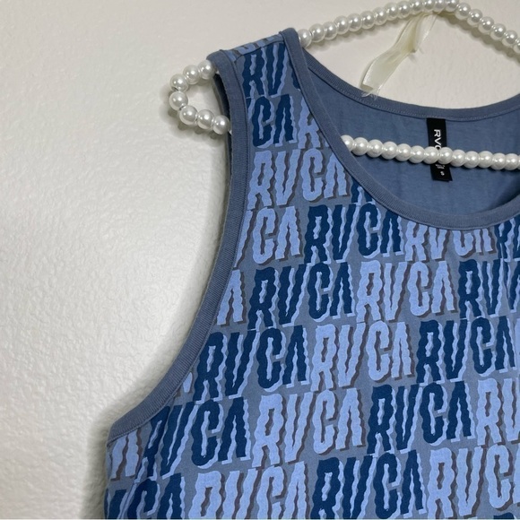 RVCA Blue Logo Graphic Print Sleeveless Cotton Tank Shirt Size Small - Picture 4 of 7